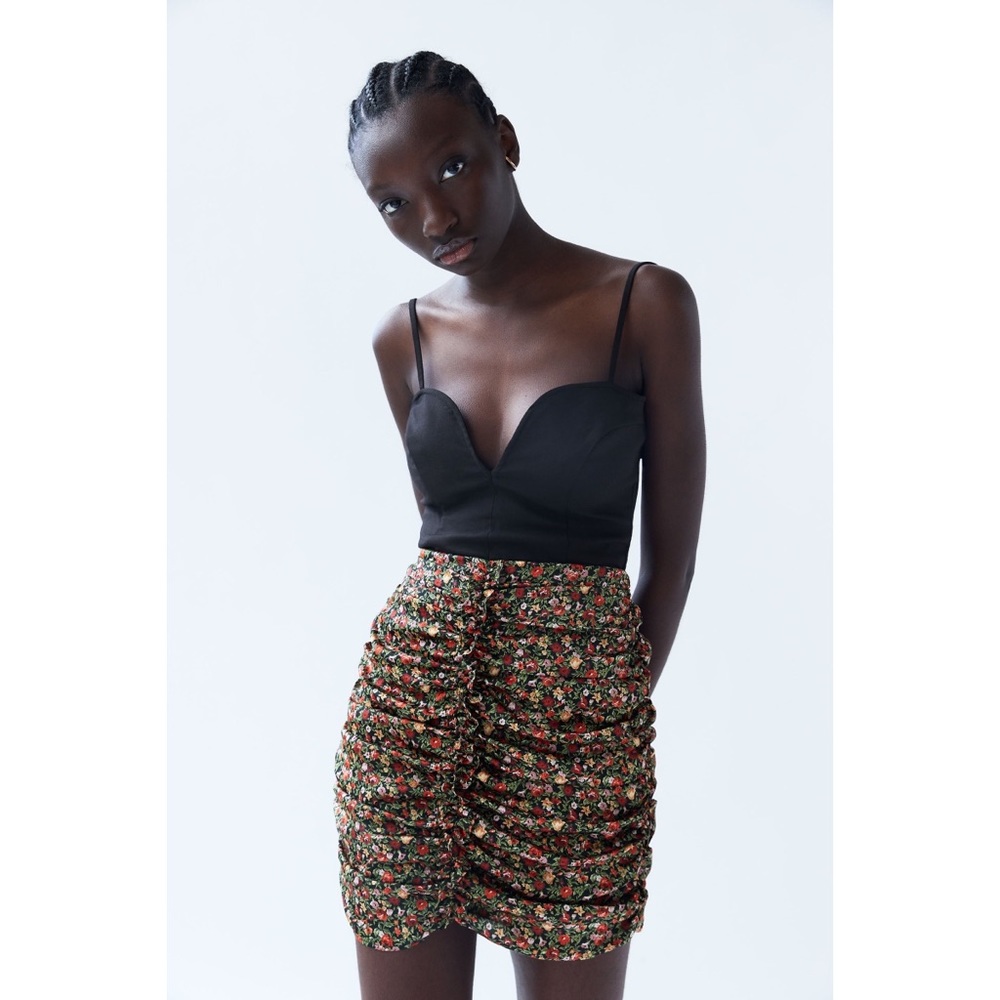 ZARA draped floral mini SKIRT